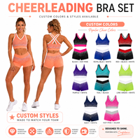 Ensemble soutien-gorge et short de cheerleading Ombre à strass, personnalisable 8 couleurs d'équipe, haut dos nageur col en V et short anti-transparence, tenue d'entraînement pour équipe