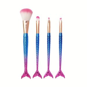 ชุดแปรงแต่งหน้าไนลอน 4 ชิ้น รุ่น Gradient Mermaid พร้อมแปรงปัดแก้มและแปรงอายแชโดว์ แบบพกพา สำหรับผู้เริ่มต้น - Product Image 4