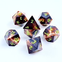 Lot de 7 dés en acrylique Skyfire, dés polyédriques à motifs de nuages flamboyants pour jeux de rôle DND, vente en gros à faible MOQ