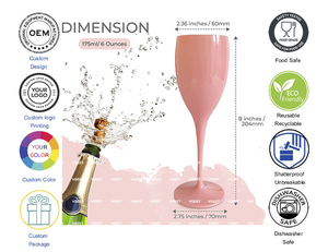 VGEET Verres à vin, flûtes à prosecco et <span class=keywords><strong>champagne</strong></span> en <span class=keywords><strong>acrylique</strong></span> de luxe personnalisables avec votre logo pour fêtes, mariages et événements – Vente en gros - Product Image 2