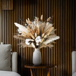 <span class=keywords><strong>Bouquet</strong></span> de fleurs <span class=keywords><strong>séchées</strong></span> naturelles pour décoration rustique bohème d'automne pour la maison : Blé, Lavande, Eucalyptus, Queues de lapin, Tiges de coton, Herbe de la pampa - Product Image 4