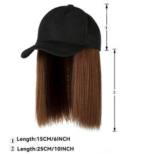 Casquette de baseball tendance avec perruque longue et droite pour femme, chapeau en toile, options de couleurs noir, marron, blond, protection solaire estivale - Product Image 3