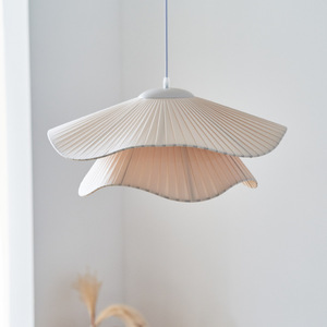Cream Color Pendant Light 50cm 60cm 80cm E27 <b>Switch</b> Control Round Fabric <b>Lamp</b> For Bedroom Restaurant Homestay Clothing Store - Product Image 3