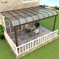 Cubierta Impermeable con Marco de Aluminio Blanco para Estacionamiento de Autos, Patio, Paneles de Policarbonato, Toldo para Piscina y Cochera, Protección Contra la Lluvia