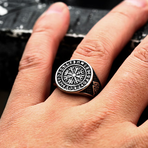 Bagues en acier inoxydable pour hommes, soldat en acier, mystérieux, nordique, Viking, Rune, Punk, SS8-885R - Product Image 5