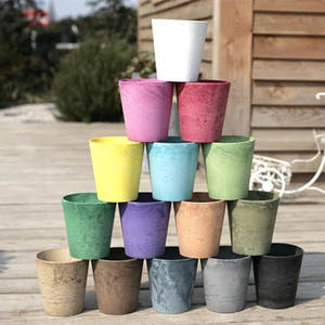 Maceta decorativa de <span class=keywords><strong>piedra</strong></span> de granito HUAJIN, maceta de plástico de <span class=keywords><strong>piedra</strong></span> de imitación para jardín o uso doméstico - Product Image 2