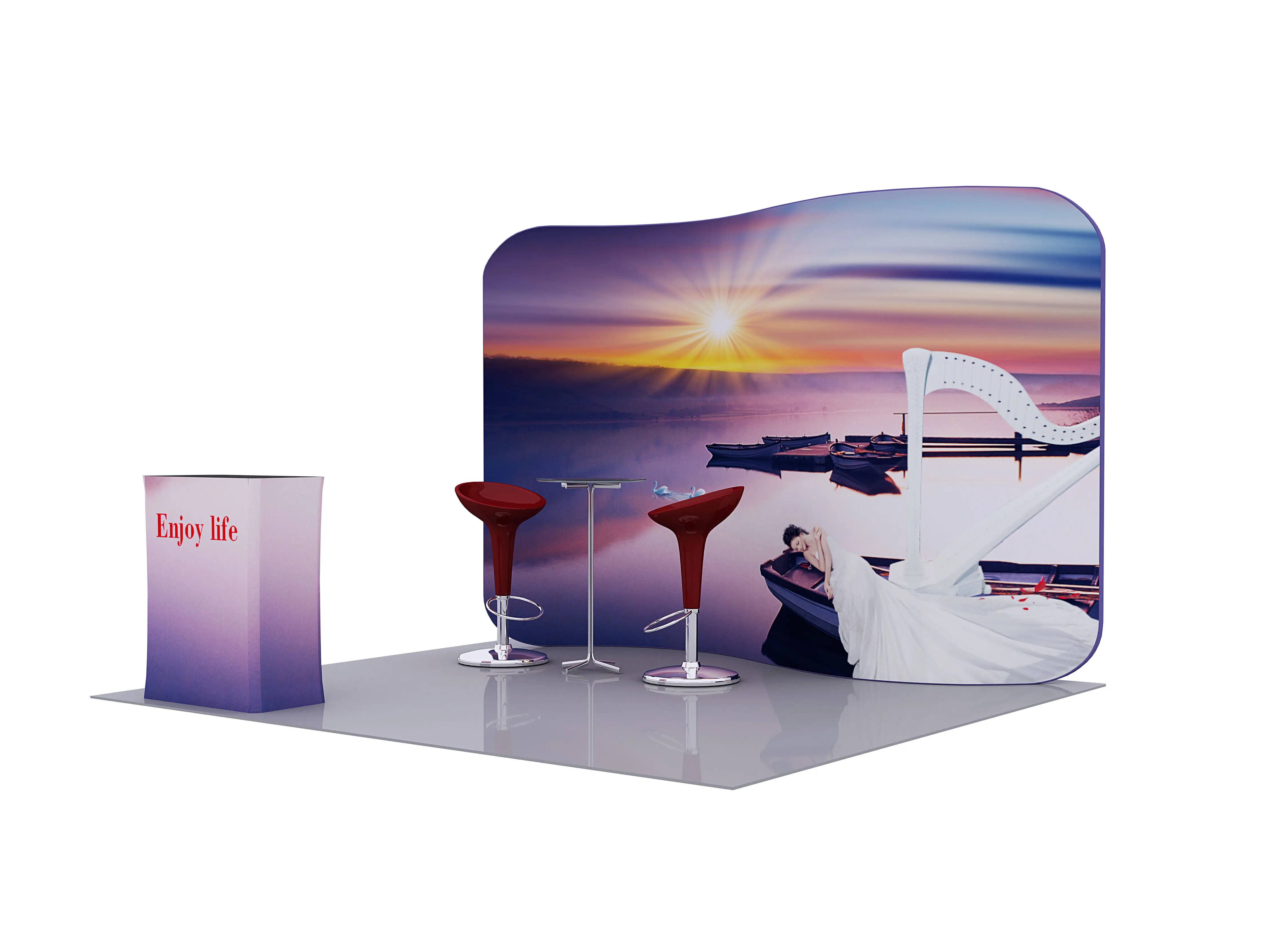 ポータブルトレードショーは、広告展示ブース3x3用の棚付きの10X10ft展示ブースのデザインを表示します
