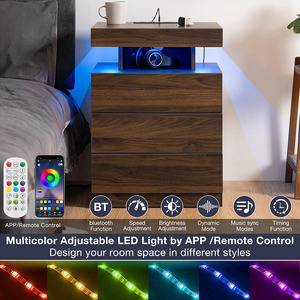 Nu-<strong>Deco</strong> Modern LED Nightstand Wireless Charging Station USB Ports 3 Drawers RGB Adjustable Brightness High Gloss <strong>Bedside</strong> <strong>Table</strong> - Product Image 5