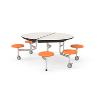 Table de cantine mobile pliable contemporaine en bois pour lycée, 8 places, chaises durables pour restaurant scolaire, hôtel, hôpital