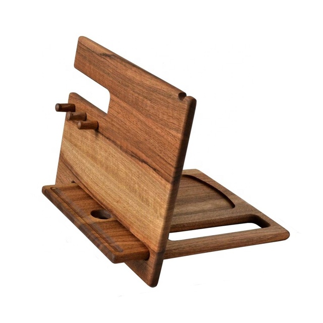 New Design Desktop Watch Holder Dock Organizer Wooden Phone Stand