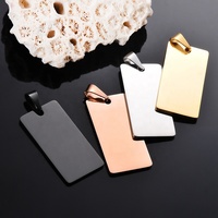 Collier avec pendentif rectangulaire personnalisé en acier inoxydable MECYLIFE, plaque de nom ou logo DIY, pendentif carré uni