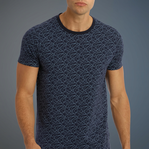 Camiseta informal de cuello redondo para hombre, 100% algodón sólido, azul marino, 220 gramos, tejido de punto teñido liso, secado rápido, transpirable, Anti-Uv - Product Image 3
