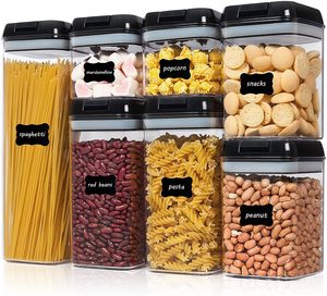 Airtight Food Storage Containers 7 Pieces BPA Free Plastic Containers with Easy to Lock Lids for Kitchen Pantry Organization