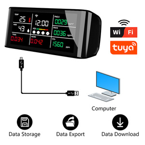 Moniteur de qualité de l'air avec enregistrement des données Tuya App, capteur AQI TVOC CO2 PM2.5, détecteur multi-gaz d'intérieur, analyseur de gaz intelligent pour la maison - Product Image 1