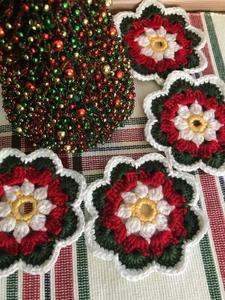 <b>Crochet</b> Christmas Coasters <b>Set</b> of 4 Table Decor - Product Image 4