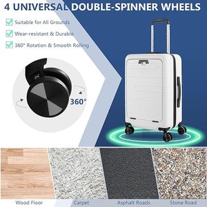 Multifunctional Carry on Travel <strong>Suitcase</strong> 20inch Luggage with TSA Lock, Front Pocket, <strong>Foldable</strong> Tabletop, External USB Charger - Product Image 3
