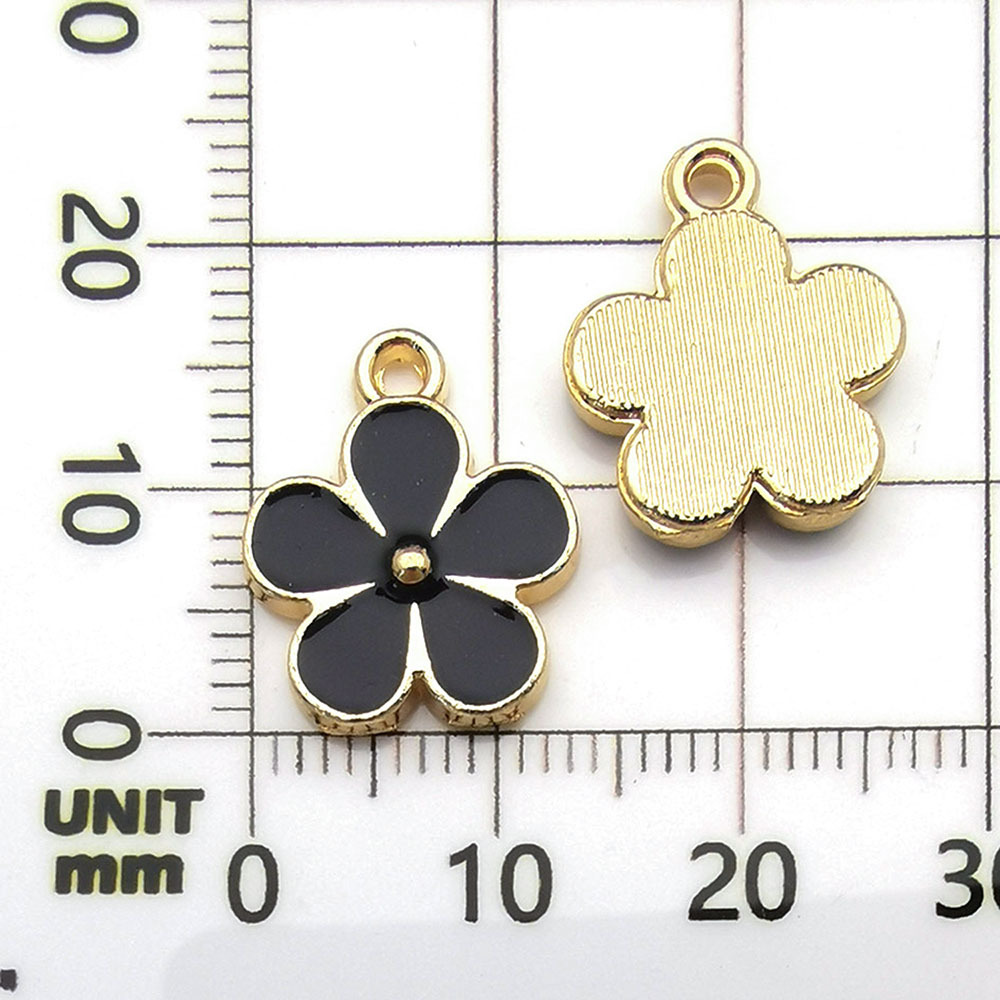 Une fleur noire goutte d'huile - 0,9g - 14*17mm - 11879