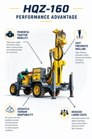 Machine de forage de puits portable HQZ-160, alimentée par tracteur, profondeur 260 m, tige de forage 76/89 mm pour projets de forage de puits d'eau agricoles