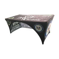 Couverture ajustée en polyester imprimée de 4 pieds avec logo personnalisé Nappe absorbant l'humidité de style simple pour fournitures de fête promotionnelles