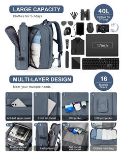 Vente chaude Personnalisé Ordinateur Portable Voyage <span class=keywords><strong>Sac</strong></span> <span class=keywords><strong>À</strong></span> <span class=keywords><strong>Dos</strong></span> Ordinateur Weekender Extensible <span class=keywords><strong>Sac</strong></span> <span class=keywords><strong>À</strong></span> <span class=keywords><strong>Dos</strong></span> pour Femmes Hommes Carry on Flight Large - Product Image 3