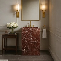 Vasque de salle de bain autoportante en marbre Rosse Levanto, pierre rouge moderne, marque QINYUAN, garantie N/A, finition mate/polie