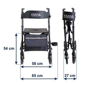 Andador Negro Advance, Andador para Personas Mayores con Asiento y Cesta KMINA K10091 - Product Image 5