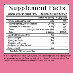 Fábrica al por mayor Cabello saludable Piel Uñas Vitaminas Gotas líquidas con biotina Suplemento de vitamina C Productos de belleza - Product Image 2