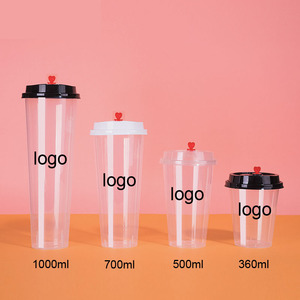 Disposable Take Away Cup Clear Bubble Milk Tea Plastic PP Hard Cups Custom Injection Frosted Cups