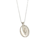 Collar Geométrico de Plata de Ley S925 con Diseño de Tulipán Ovalado para Niñas