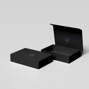 Wholesale Custom Printed Handmade Luxury Rigid Paper Cardboard Black Simple Empty Magnetic Box