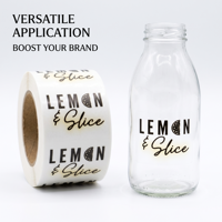 Étiquettes en rouleau pour bouteilles de jus de citron, autocollants transparents en vinyle imperméable pour emballages de boissons, autocollants personnalisés avec logo pour emballage