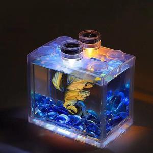 Mini aquarium carré écologique en plastique pour bureau, idéal pour Betta et poissons rouges, décoration domestique - Product Image 5