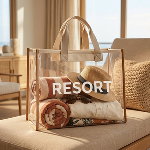 Bolsa Transparente Ecológica, Impermeable, de Gran Capacidad, con Correa para el Hombro, Logotipo Personalizado Impreso, Bolsa de PVC - Product Image 1