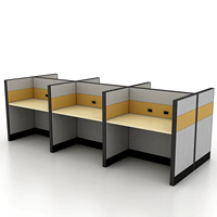 Estación de Trabajo Modular en Forma de L para 6 Personas, con Paneles de Tela, para Oficinas Abiertas, Venta al Por Mayor