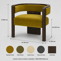 Fauteuil lounge en velours olive, fauteuil d'appoint avec structure en bois de chêne massif pour salon, OEM ODM personnalisé