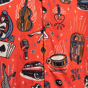 Chemise d'été personnalisée pour les vacances à la plage, chemise hawaïenne imprimée DTG, chemise à manches courtes pour <span class=keywords><strong>homme</strong></span>, imprimé rétro <span class=keywords><strong>rockabilly</strong></span>, col cubain - Product Image 4