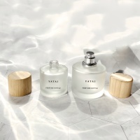 Flacon de parfum vintage en verre dépoli transparent avec couvercle en bois, capacité 30ml/50ml/100ml, sérigraphié, vide, pour aromathérapie