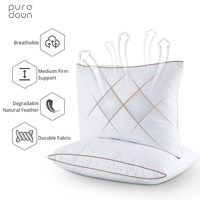 Taille standard 20 "* 26" Oreiller en plumes d'oie moyenne douce avec coque en coton biologique 100% pour dormir