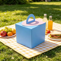 Boîte à gâteau portable pastel avec poignée 11*9*10cm, mini-boîte à dessert en carton blanc, emballage mignon pour macarons et pâtisseries à emporter