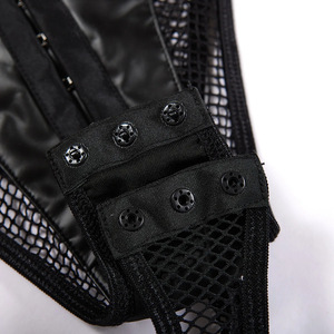 จั๊มสูทหนัง PU แต่งผ้าตาข่ายซีทรูสุดเซ็กซี่ ขายดี บอดี้สูทชิ้นเดียวสำหรับผู้หญิง - Product Image 5