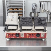 Machine à gaufres de poisson Jinchin, machine à Taiyaki pour glaces, chauffage électrique, revêtement antiadhésif, 4 par lot, 3120W, facile à utiliser