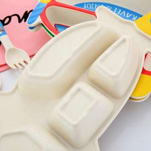 Vajilla Infantil de Dibujos Animados, <span class=keywords><strong>Plato</strong></span> para Niños con Divisiones, Platos de Comida de Fibra de Bambú - Product Image 6