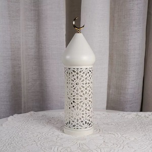 Đèn lồng bàn trang trí Ramadan Kareem, vật trang trí trung tâm bàn bằng kim loại, đèn LED hình tháp trắng rỗng Eid Mubarak - Product Image 4