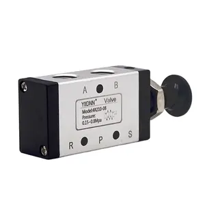 4R Series Pneumatic Solenoid Valve Manual Hand Pull Valve Air Medium 5 Way 2 Position 1/8" 1/4" 3/8" 1/2"