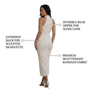 Robe longue élégante et sexy pour femme, col rond, coupe droite, décontractée, été, perles personnalisées, haut de gamme, lavable, usage quotidien - Product Image 3