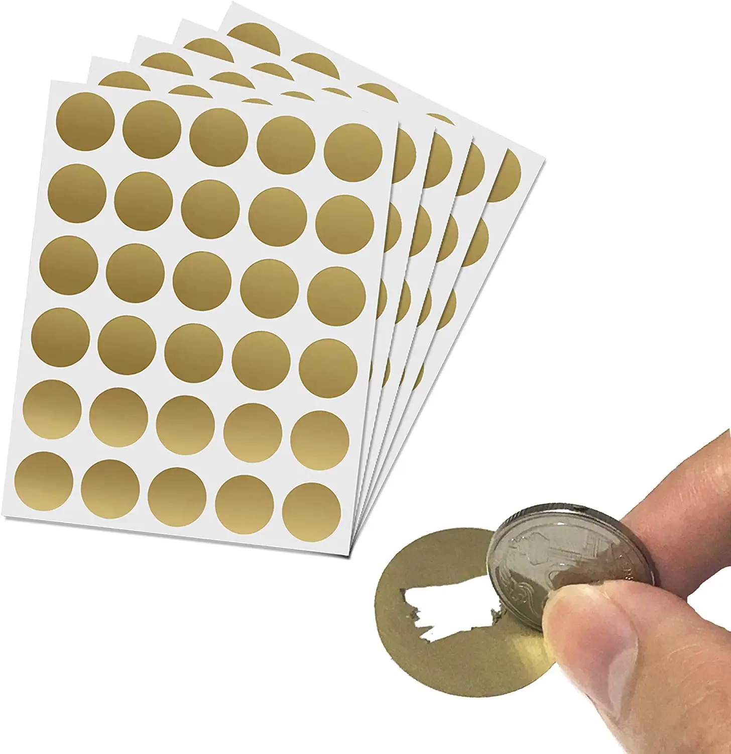 Etiqueta adhesiva para rascar tarjetas, tamaño personalizado, dorado y plateado