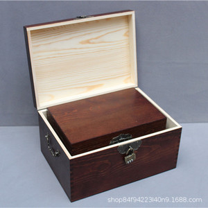 Retro Style Flip Top <b>Lockable</b> Wooden <b>Box</b> Solid Wood Storage Rectangle Clothing Organizer Customizable Thickness Standing Type - Product Image 4