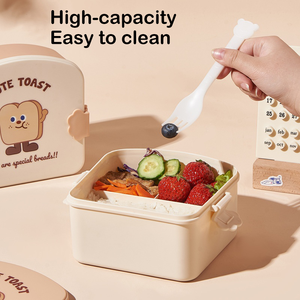 Bánh mì nướng mô hình Hộp Ăn Trưa với 3 ngăn dễ thương xách tay phim hoạt hình bán buôn lò vi ba leakproof Bento Box cho sinh viên - Product Image 2