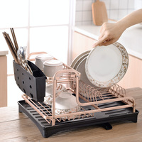 Escurridor de Cocina de Aleación de Aluminio, Escurridor de Doble Capa para Platos y Palillos