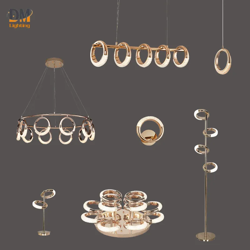 Acrylic Ring Design Crystal Ceiling Chandelier Pendant Lights Living Dining Room Hotel Led Chandelier